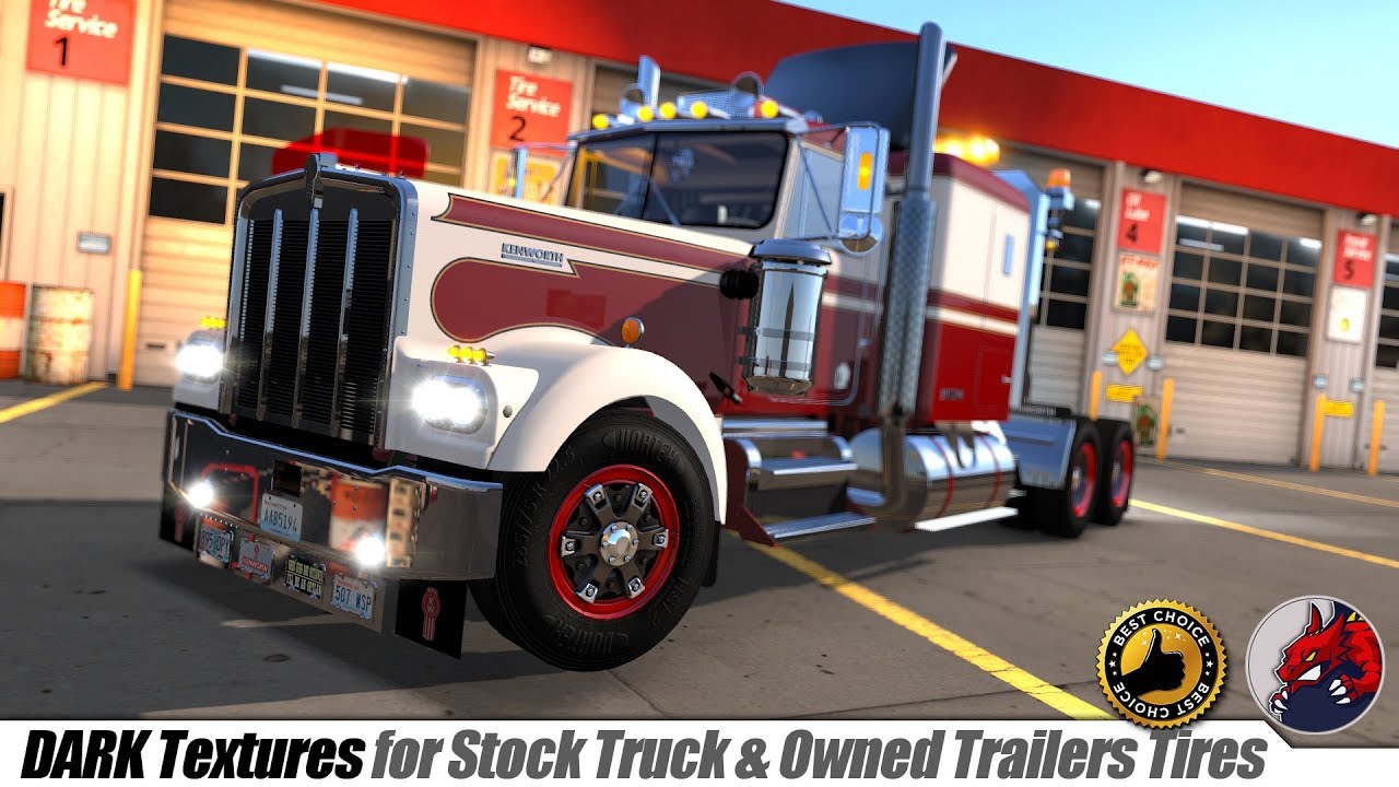 ATS & ETS2 | Dark Textures for Stock Truck & Owned Trailers Tires - testdrive