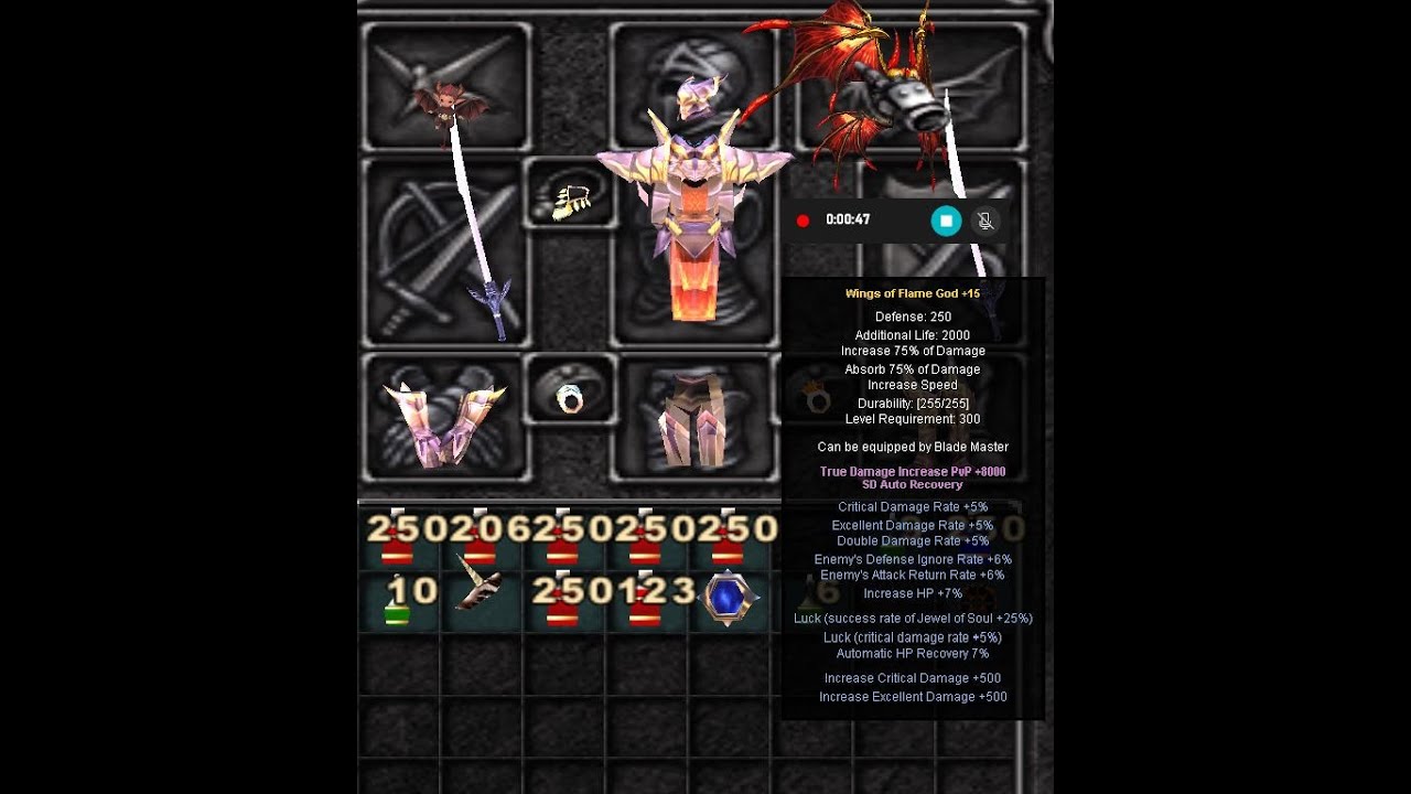 Mu Online: Mu Bless adding PVP opc 5lvl Wings of Flame God +15