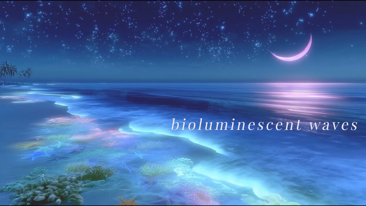 bioluminescent waves | glowing ocean night ambience for sleep, study & dreamcore relaxation