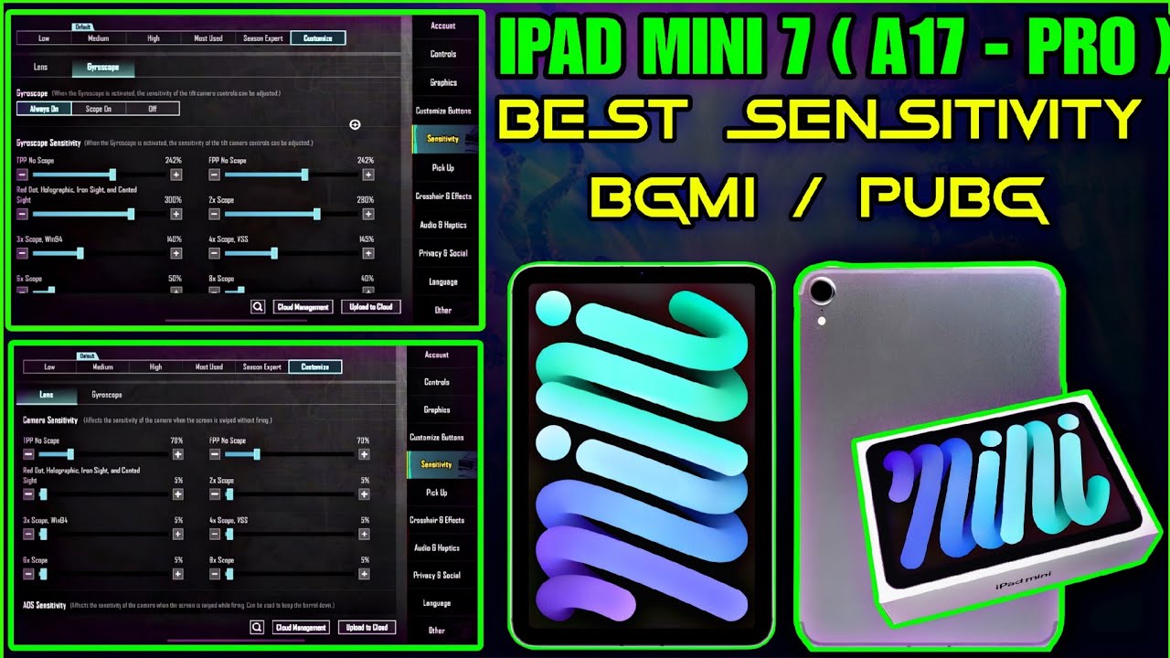 | IPAD MINI 7 ( A17 – PRO ) 🔥BGMI / PUBG 🔥 Best Sensitivity Gyroscope Red Dot 3X 4X NoRecall 🔥