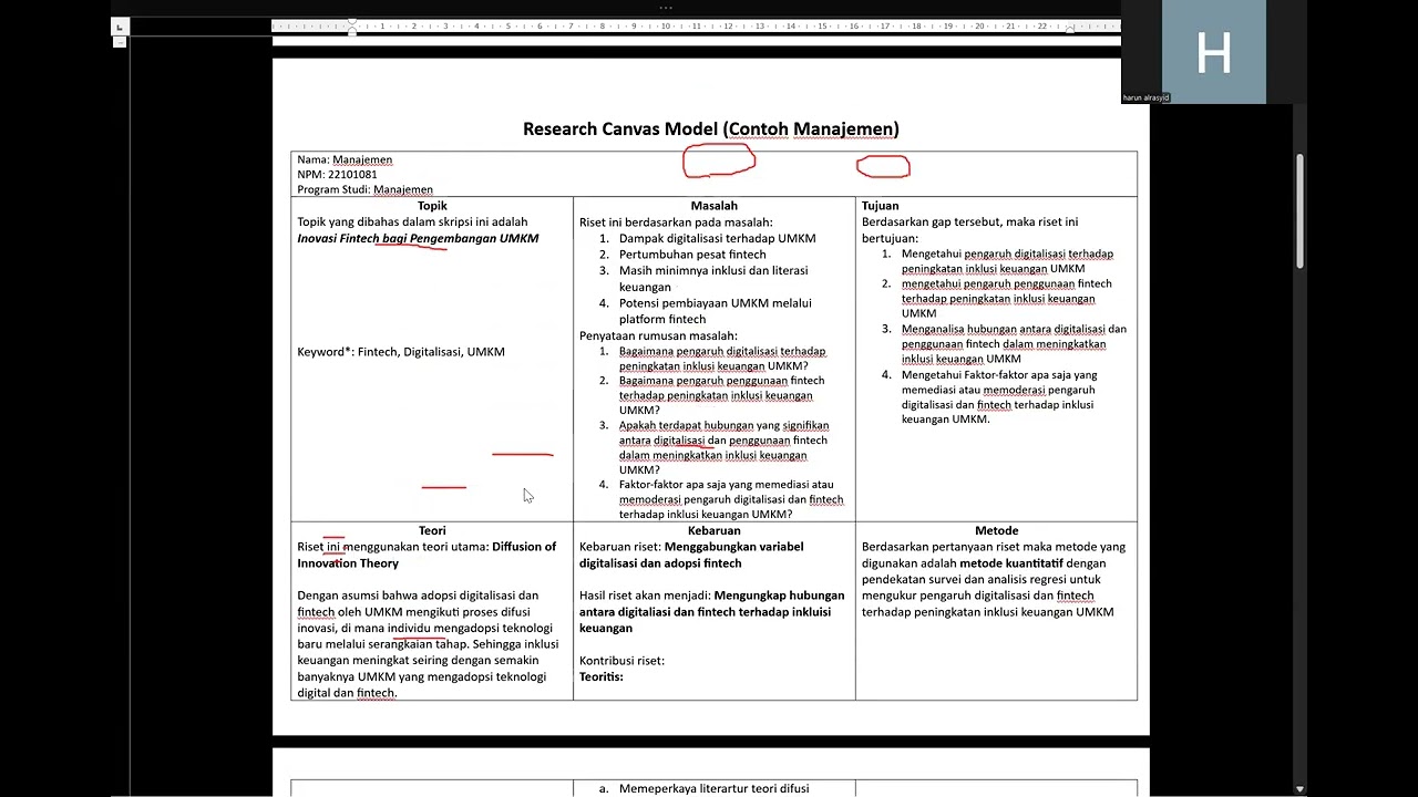 Sosialisasi Research Model Canvas #FEBUnisma