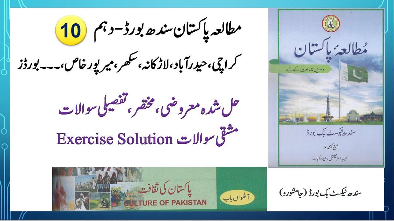 Pakistan Studies Class 10 Chapter 8 in urdu Sindh Board - Objectives, Short Qs, Long Qs of Unit 8