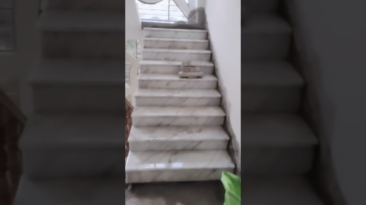 Marble and tiles staircase design || black and white staircase design