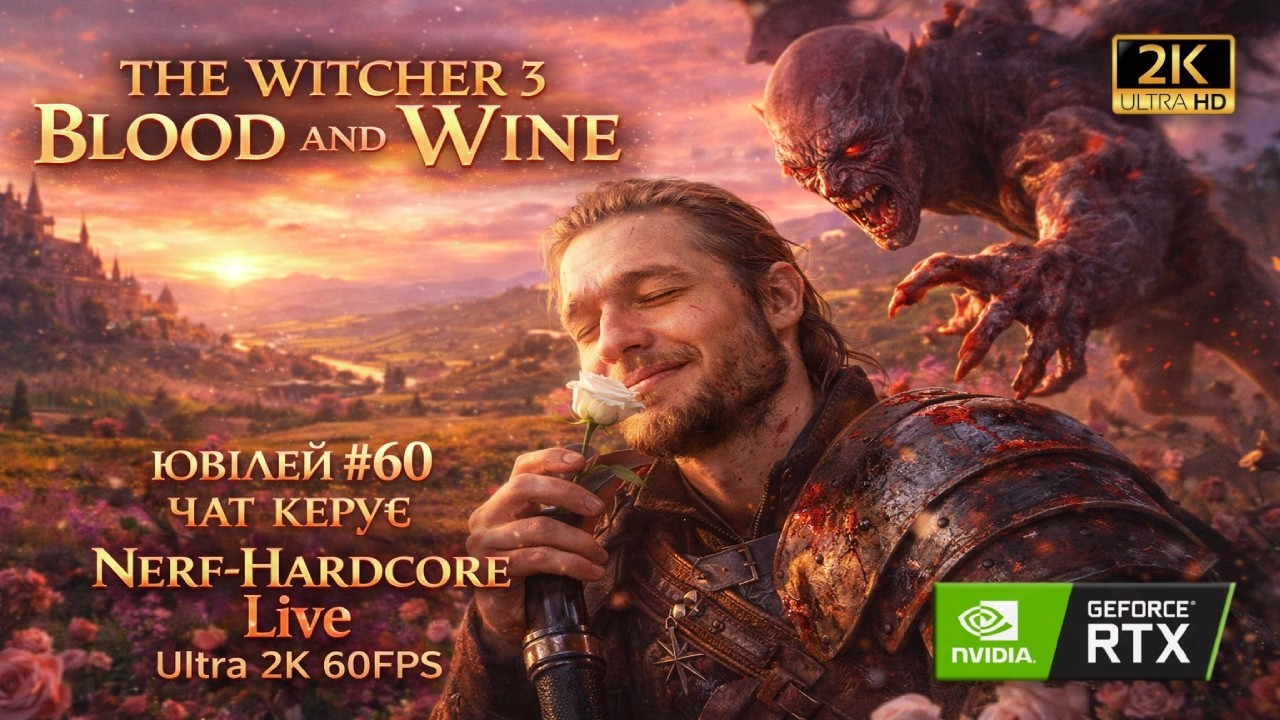 🍷 Witcher 3 Blood and Wine | Ювілей #60 | Чат Керує Туссентом | NERF HARDCORE 🔥