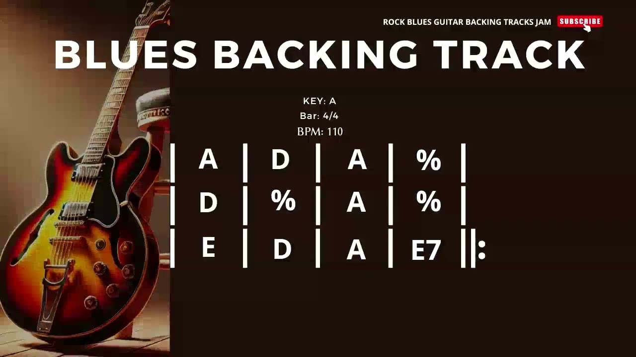 Blues Backing Track in A 110 BPM