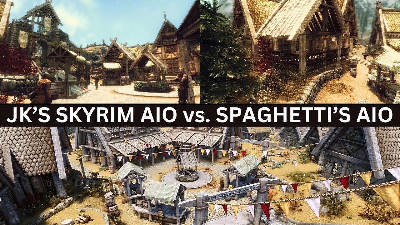 JK's Skyrim AiO vs Spaghetti's AiO &ndash; Ultimate Skyrim City Overhaul Comparison!