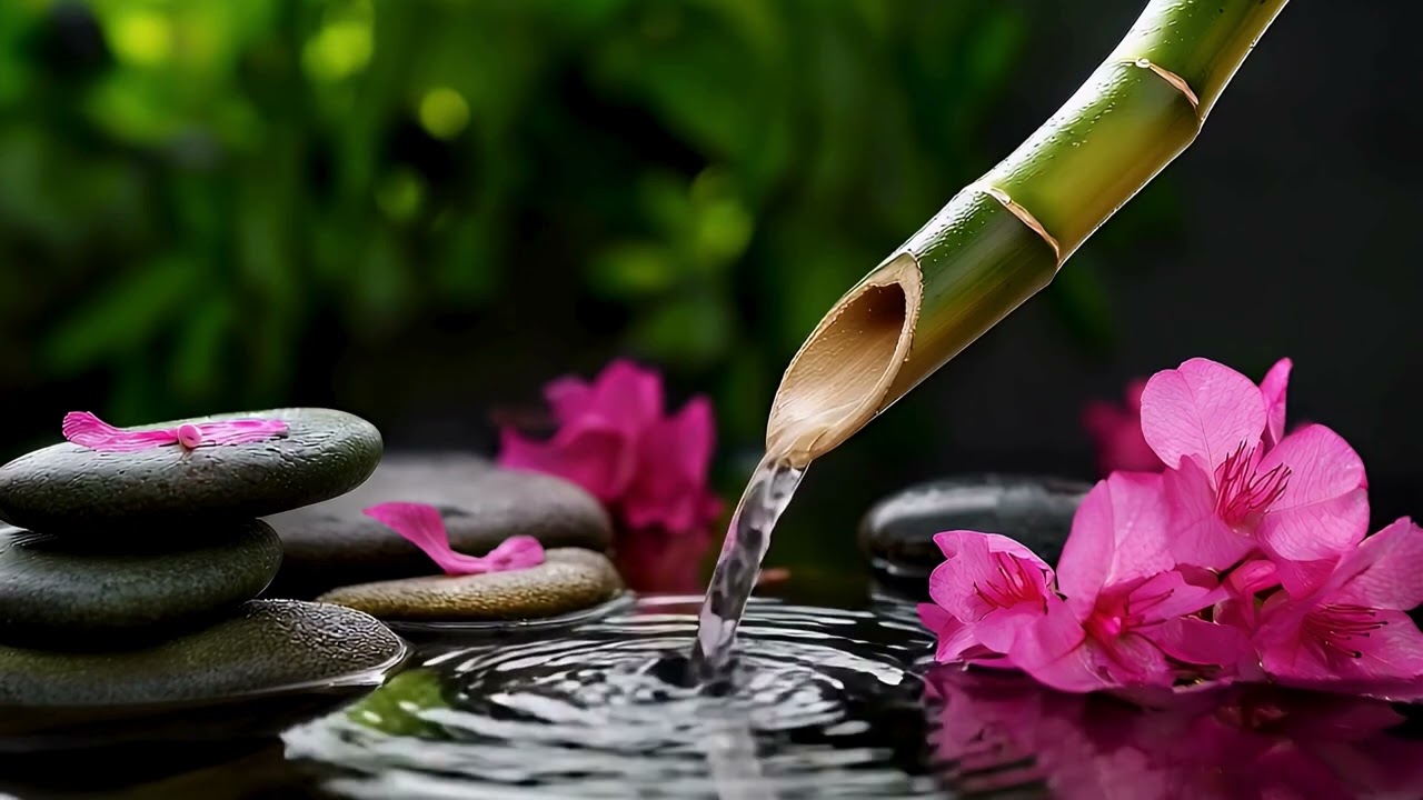 Tranquil Bamboo Water Soundscape with Soothing Music for Rest and Peace