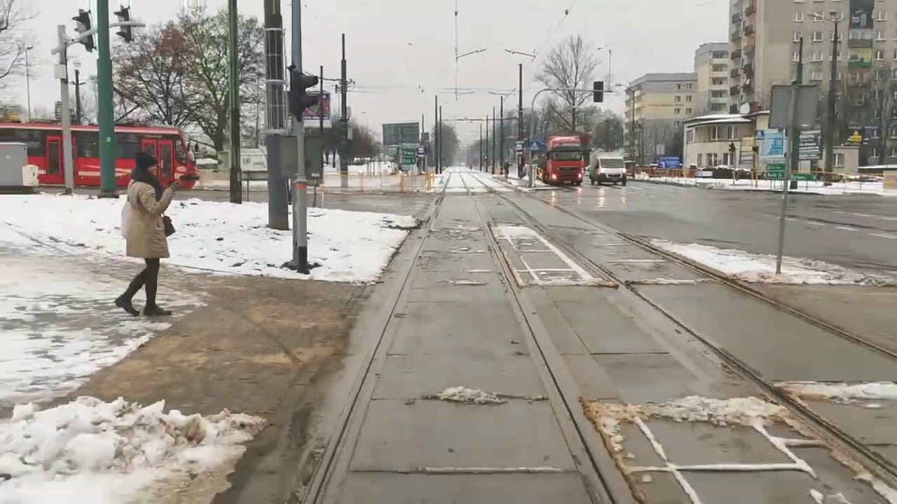 [RŚ/Świony/Chorzów] Przejazd tramwajem linii 10 na odcinku Chebzie Pętla ↔ Chorzów Nowa | Rearview