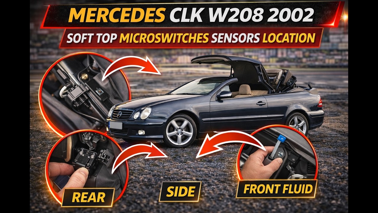 Mercedes CLK w208 2002 Soft top microswitches sensors location