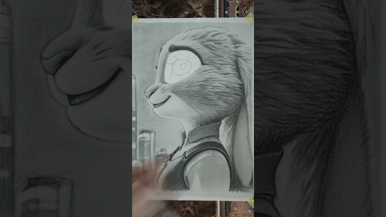 Drawing the second eye of Judy Hopps from the movie Zootopia 2 