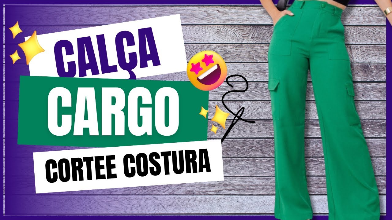 Como fazer CALÇA CARGO Estilo ALFAIATARIA   Corte e Costura