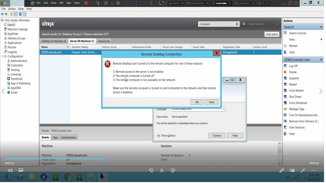 Can't start Citrix VDI