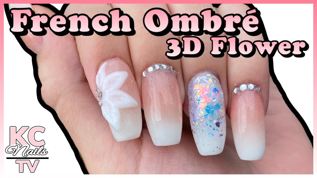 French Ombr&eacute; Nails With 3D Flowers | Polygel Tutorial