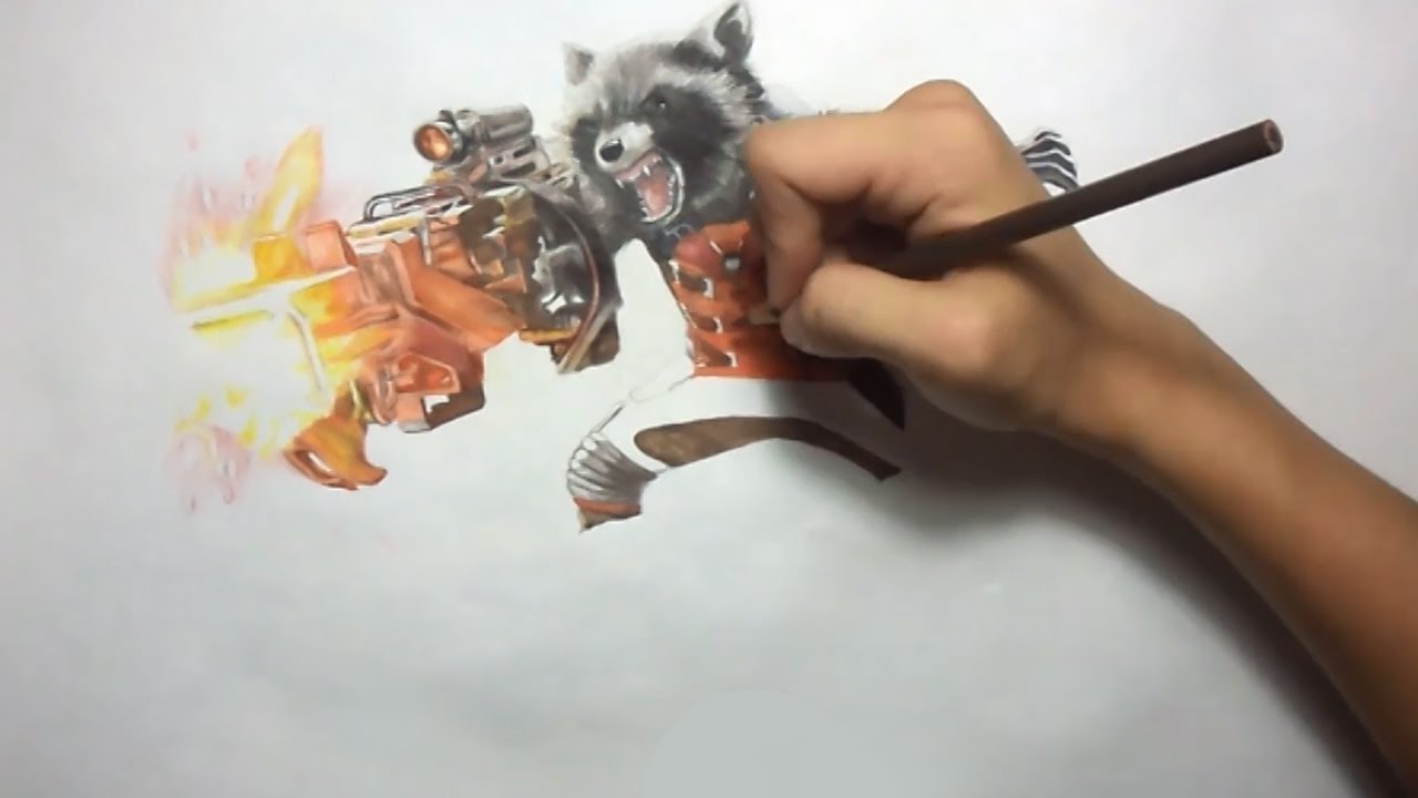 Drawing Rocket Raccoon and Groot:  Guardians of the Galaxy