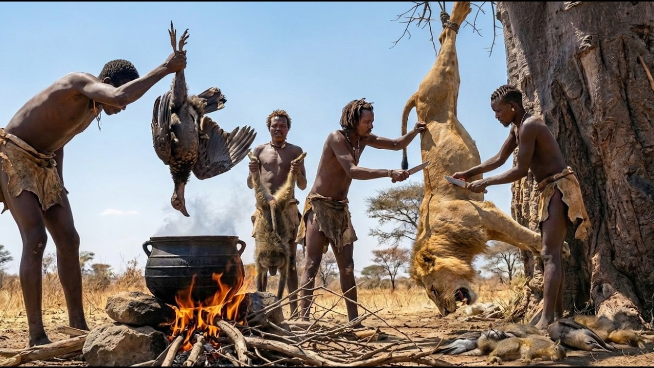 Discover the survival and hunting methods of the Hadzabe tribe &mdash; Cooking in the wildest way
