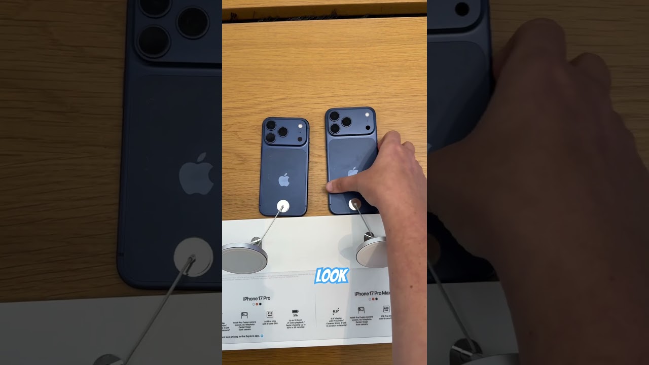 Сравнение размеров iPhone 17 Pro и iPhone 17 Pro Max #apple #iphone #shorts