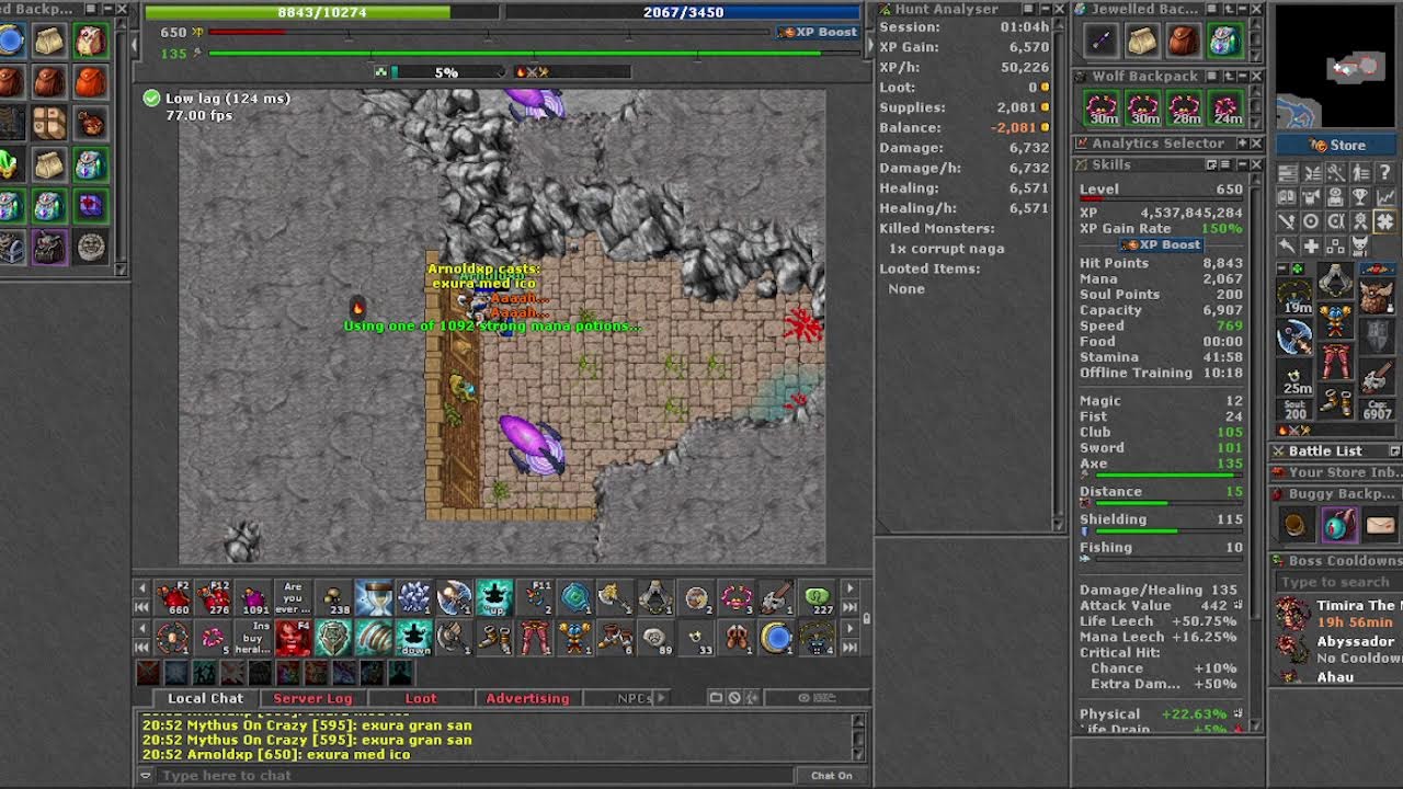 EK 650 ARNOLDXP #214 CUÁNTOS TIBIA COINS SE PRODUCEN EN (DRAKENS) (TASK Y BOSS) (skill Axe 119)