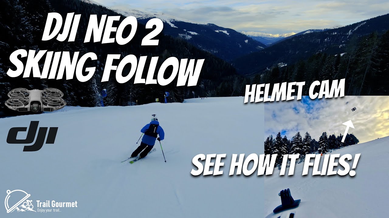 DJI Neo 2 Skiing follow - how well does it work? I filmed the drone with my helmet cam! Insta360 X5