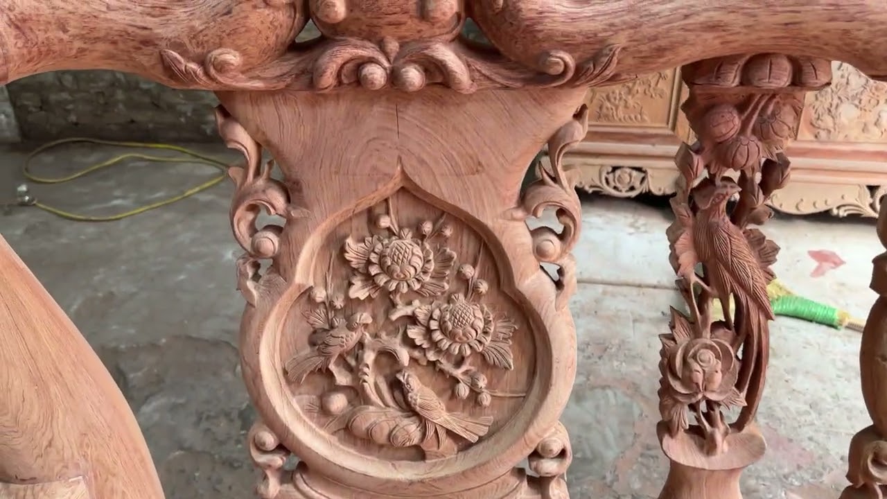 Bộ ghế Minh Quốc Đào Chim tay 12 gỗ hương đá(Ms65).Hotline 0817958006-0398498894