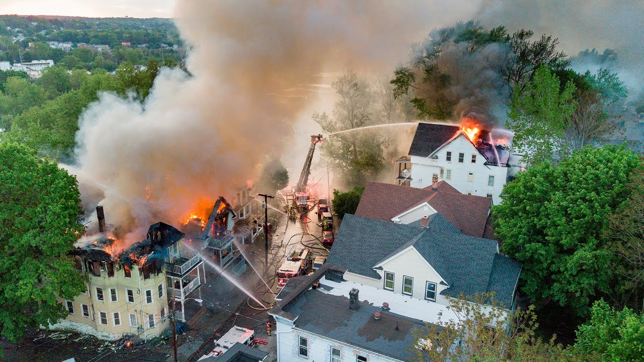 Drone Footage of Lounsbury St. Multi Alarm Fire (Waterbury, CT) 5/17/17