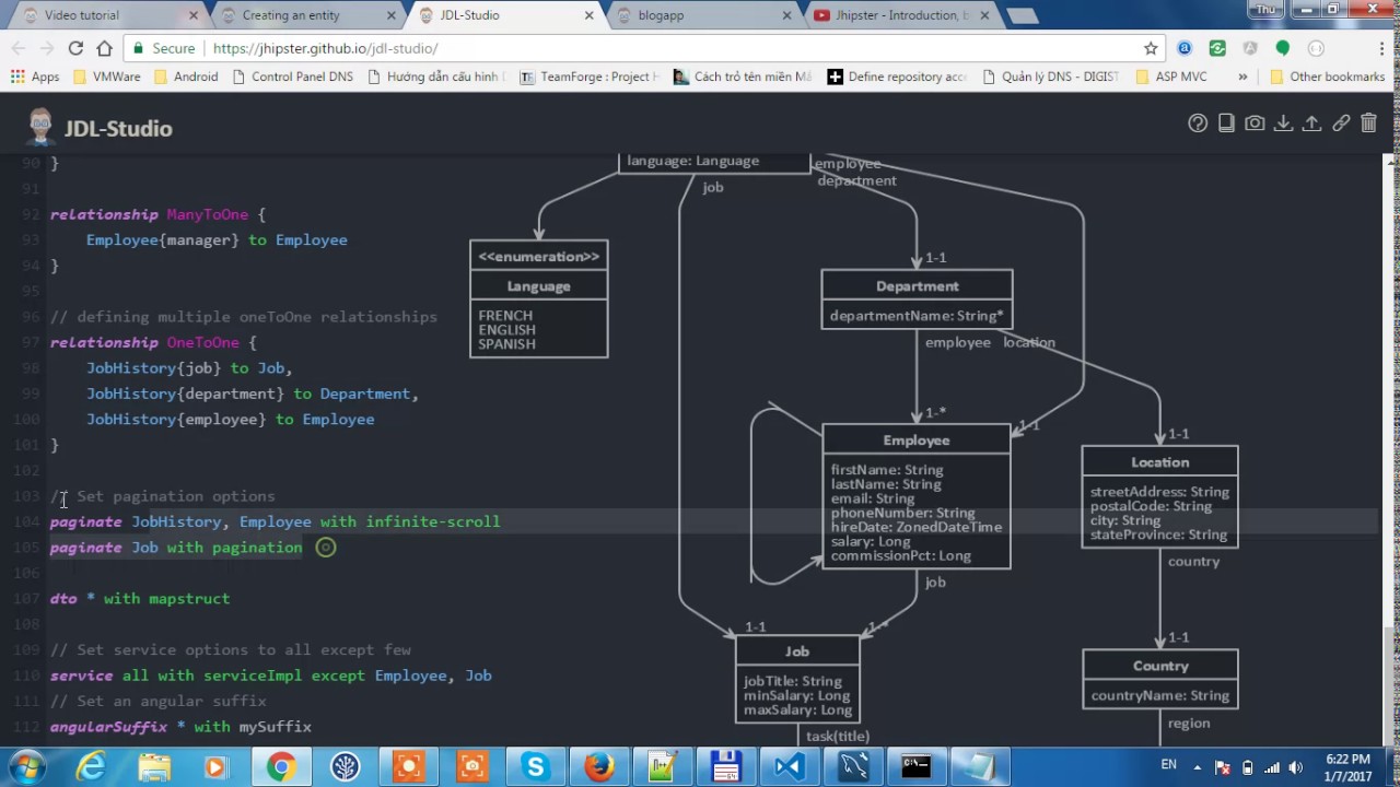 Jhipster - Introduction, build simple application - Create database by using JDL(Part 2)