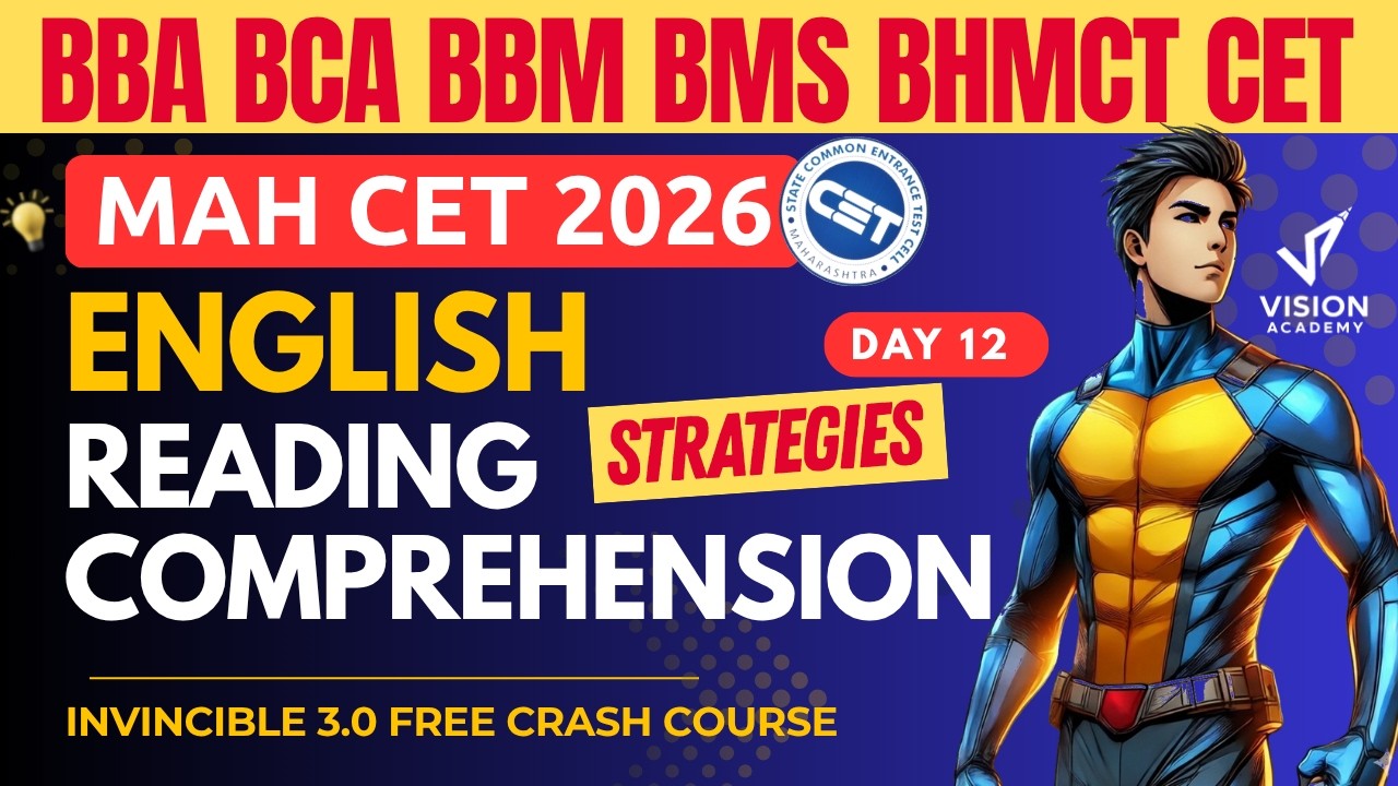English Reading Comprehension Day 12 🔥 MAH CET 2026 for BBA BCA BBM BMS BHMCT 🚀 Invincible 3.0