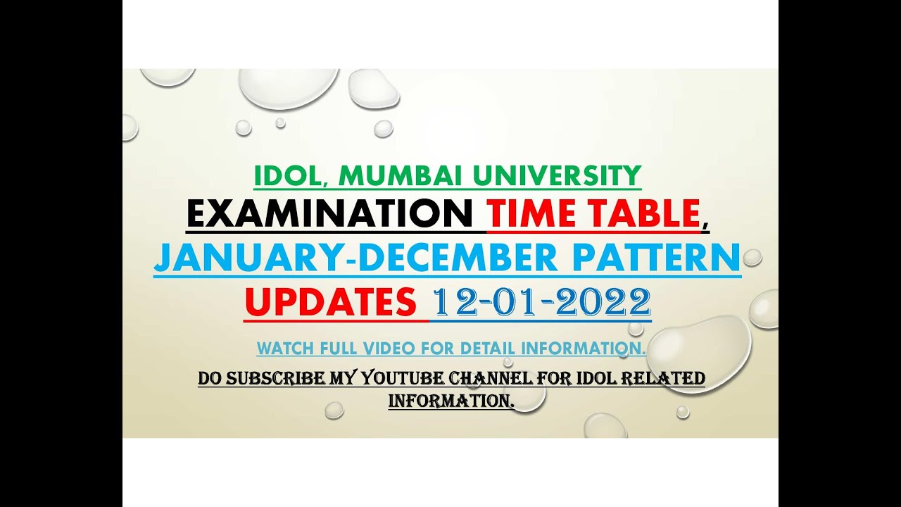 IDOL, Examination Time Table | Jan-Dec Pattern | January 2022