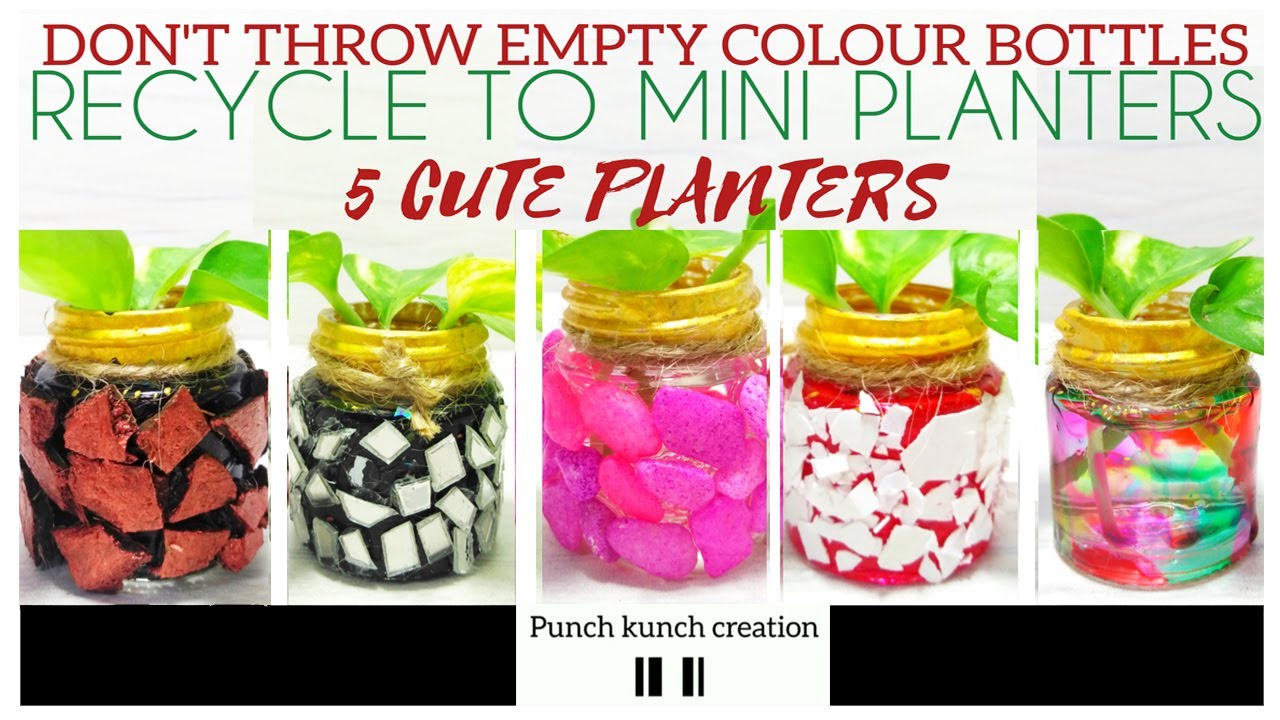 Acrylic paint bottle planter ¦ Empty colour bottle craft ¦ Mini Planters ¦ Best out of waste ¦ DIY