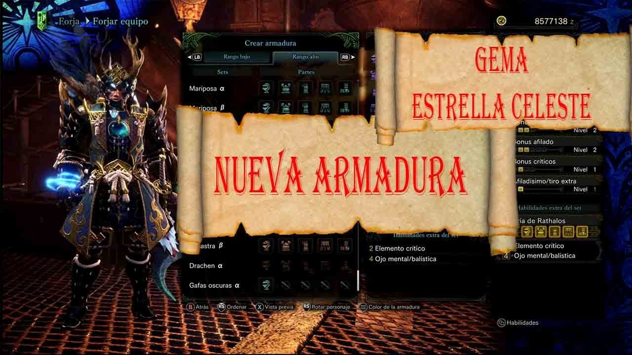 Monter Hunter World Nueva Armadura (Rey Celestial a) Como se consigue