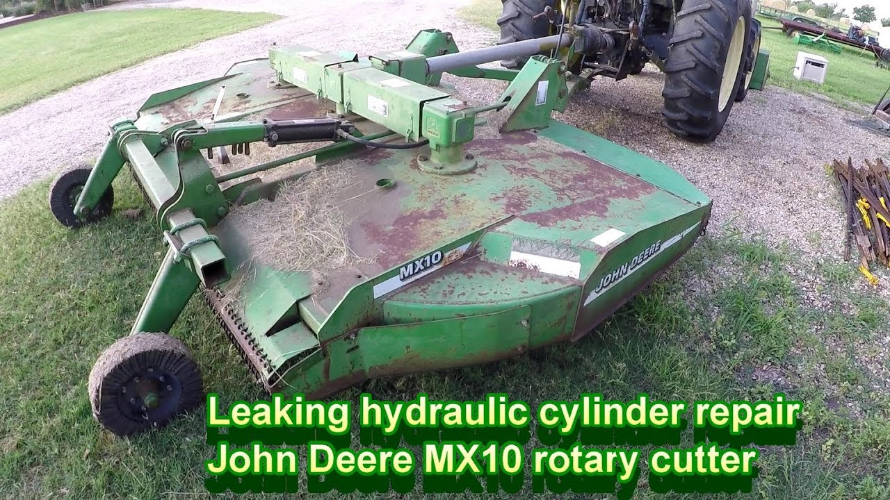 Repairing leaking hydraulic lift cylinder; John Deere MX10 Rotary Cutter