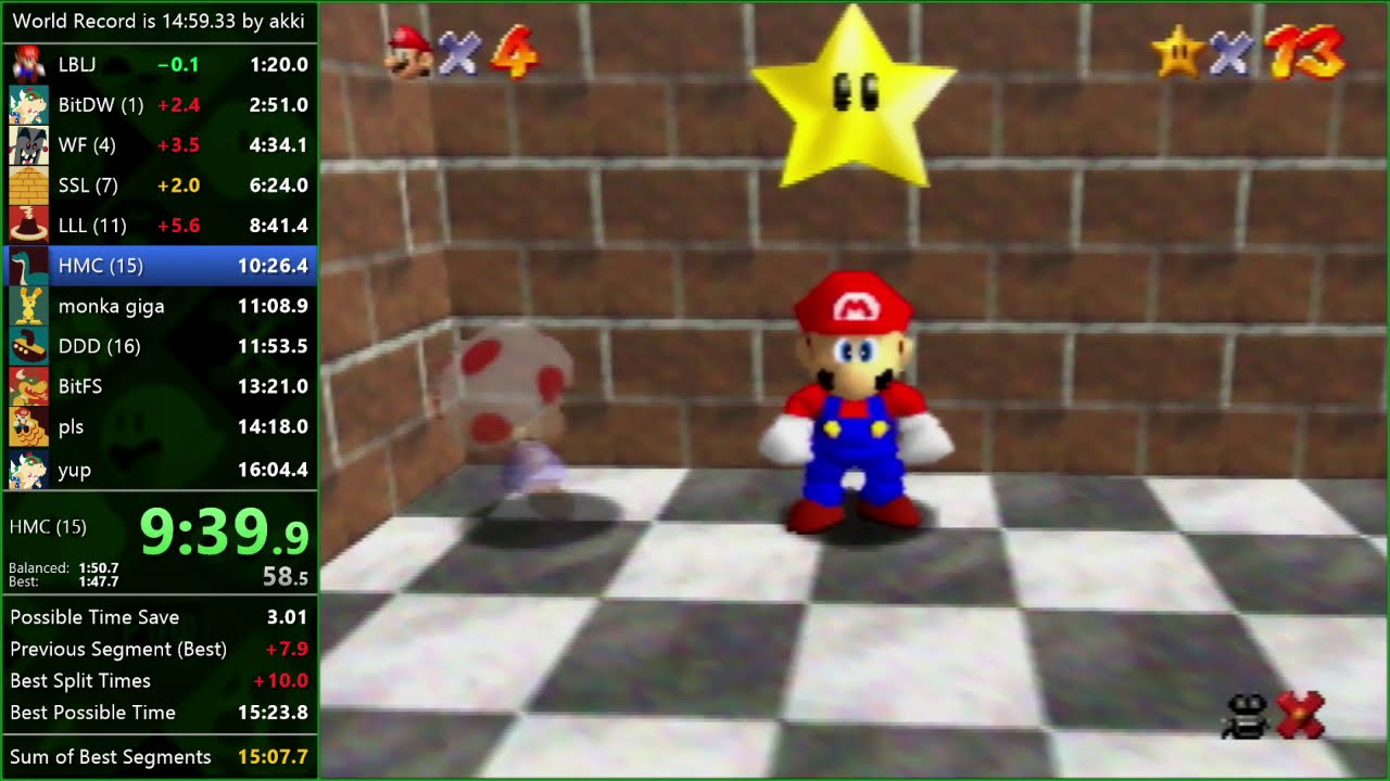 SM64 16 Star PB 15:54.19 by Suigi