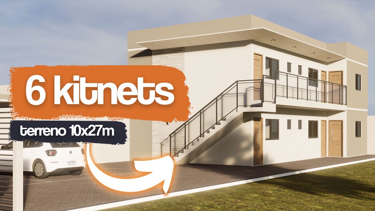 QUANTO CUSTA construir e alugar 6 Kitnets? Projeto em terreno 10x27,5m com vagas de garagem