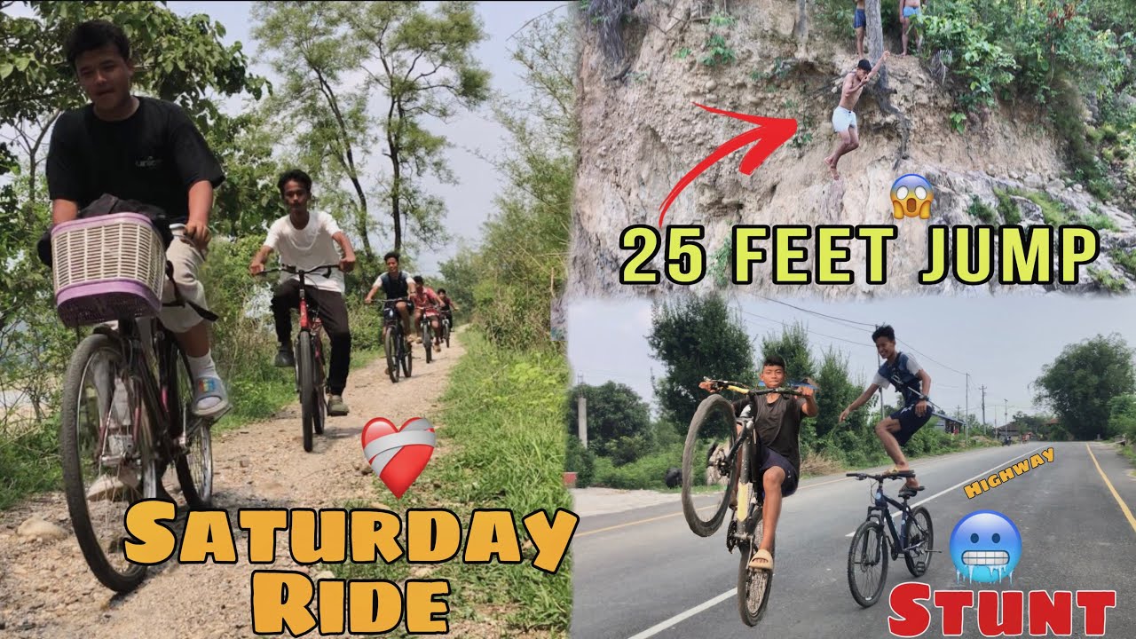 SATURDAY RIDE MA VAI HARU SANGA RAMAILO VAYO ❤️‍🩹|| 25 FEET CLIFF || STUNT ON HIGHWAY