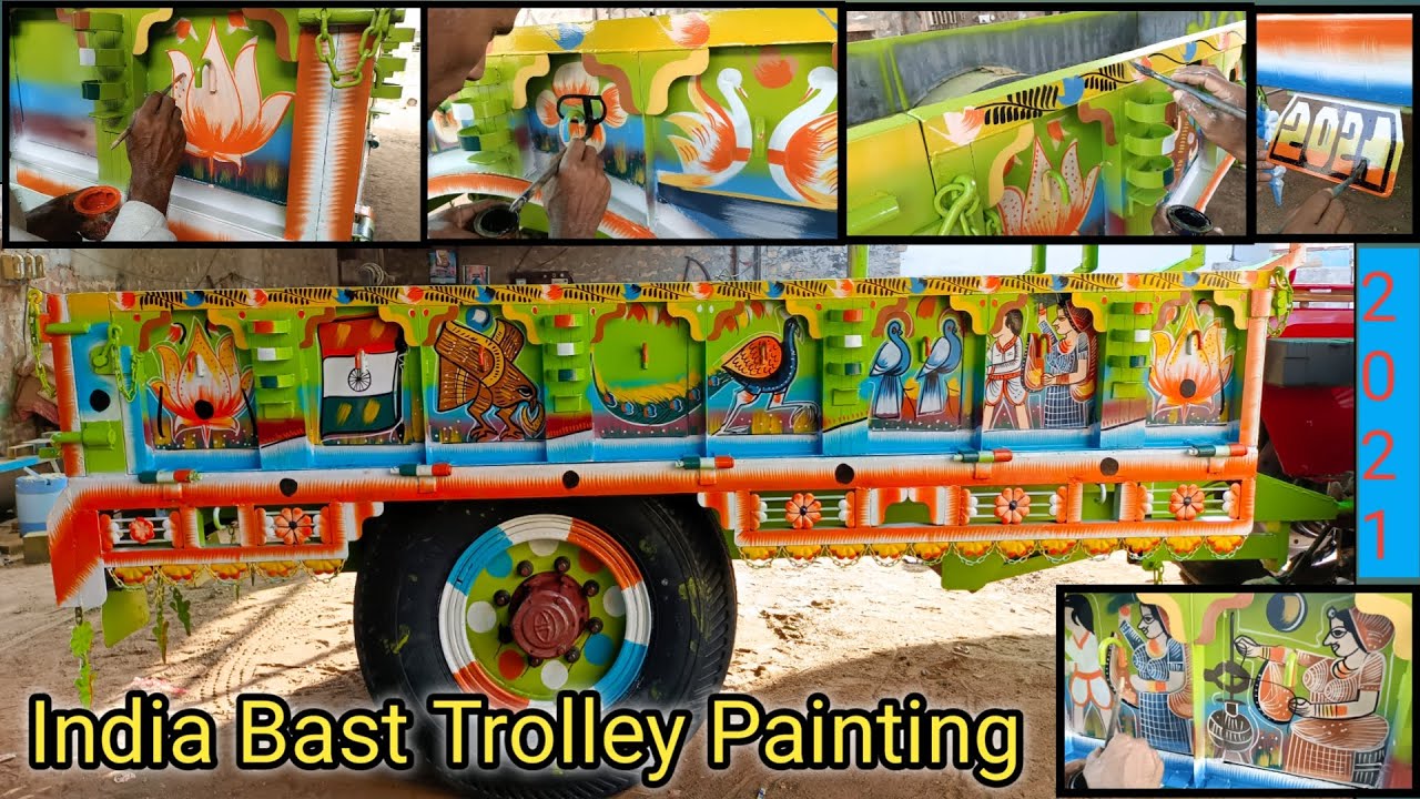 India Bast Tractor Trolley Painting / Tractor Trolley Agriculture Trolley Manufacture From Rajasthan