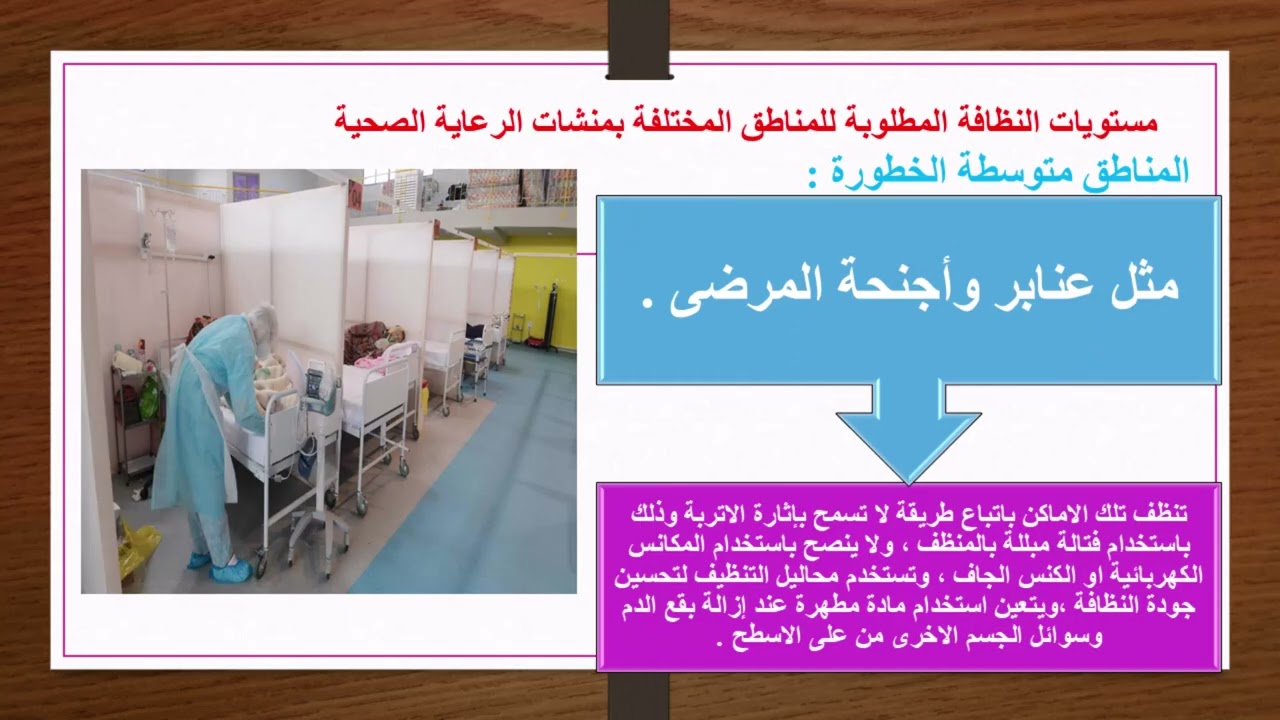كورس مكافحة العدوى _الاحتياط السادس_نظافة وتطهير البيئة والاسطح