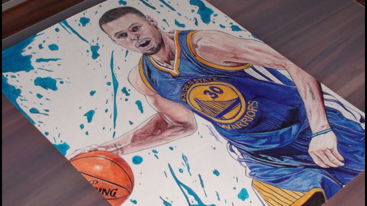 Stephen Curry Pen Drawing - Warriors - DeMoose Art