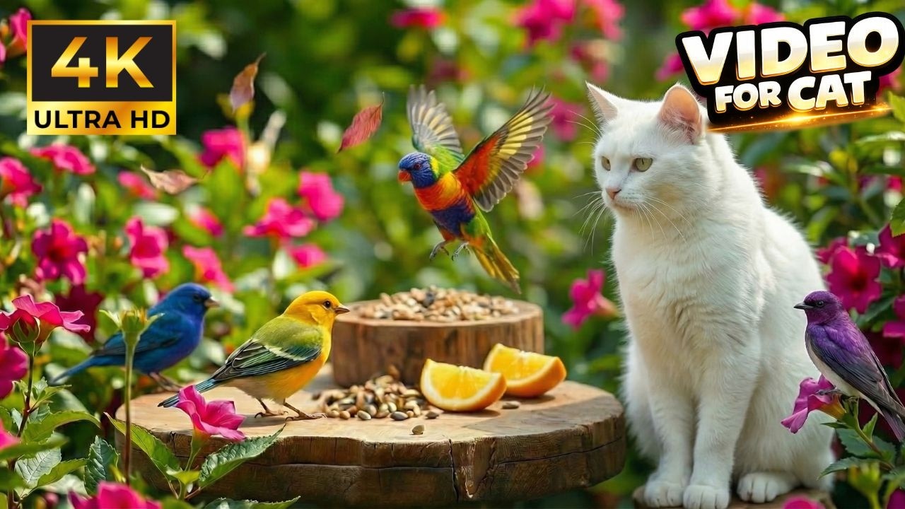 Cat TV 😺 Весёлые садовые птицы и прыгающие белки для одиноких кошек 🐿️ 4K HDR