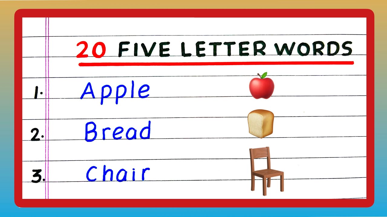 20 Five Letter Words | Five Letter Words | in English