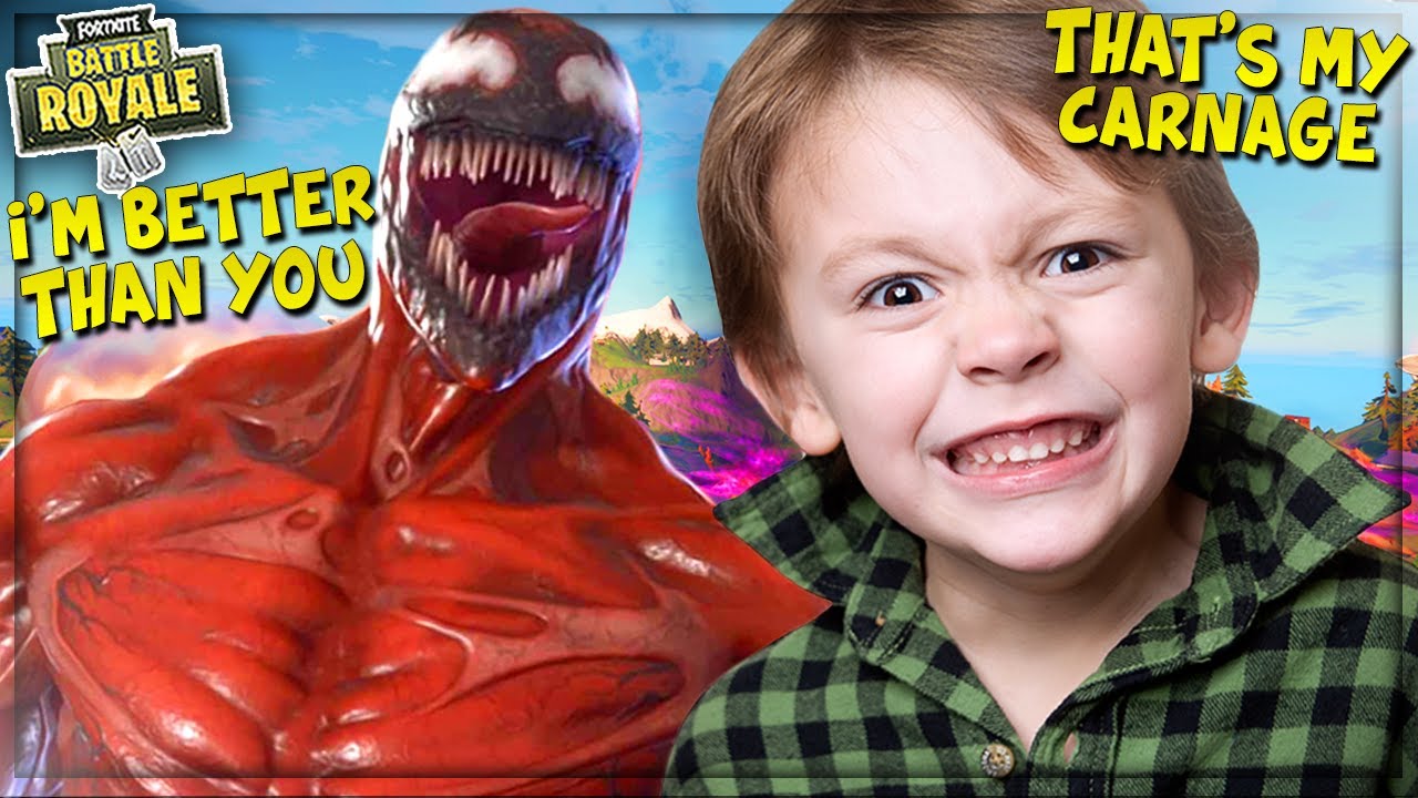 ANGRY KID GETS DESTROYED OVER *NEW* &ldquo;CARNAGE&rdquo; SKIN IN FORTNITE! (Fortnite Season 8 Trolling)