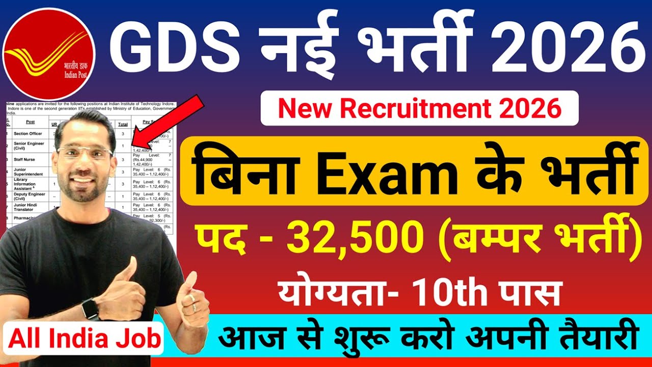 GDS नई भर्ती 2026 | India Post GDS Recruitment 2026 | GDS New Vacancy 2026 | 10th Pass Govt Jobs