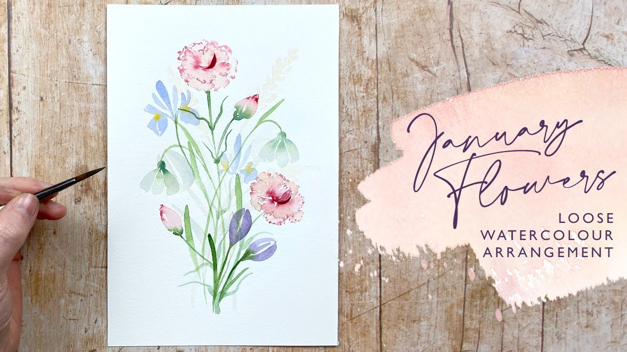 Loose Watercolour Carnations, Crocus and Snowdrops!