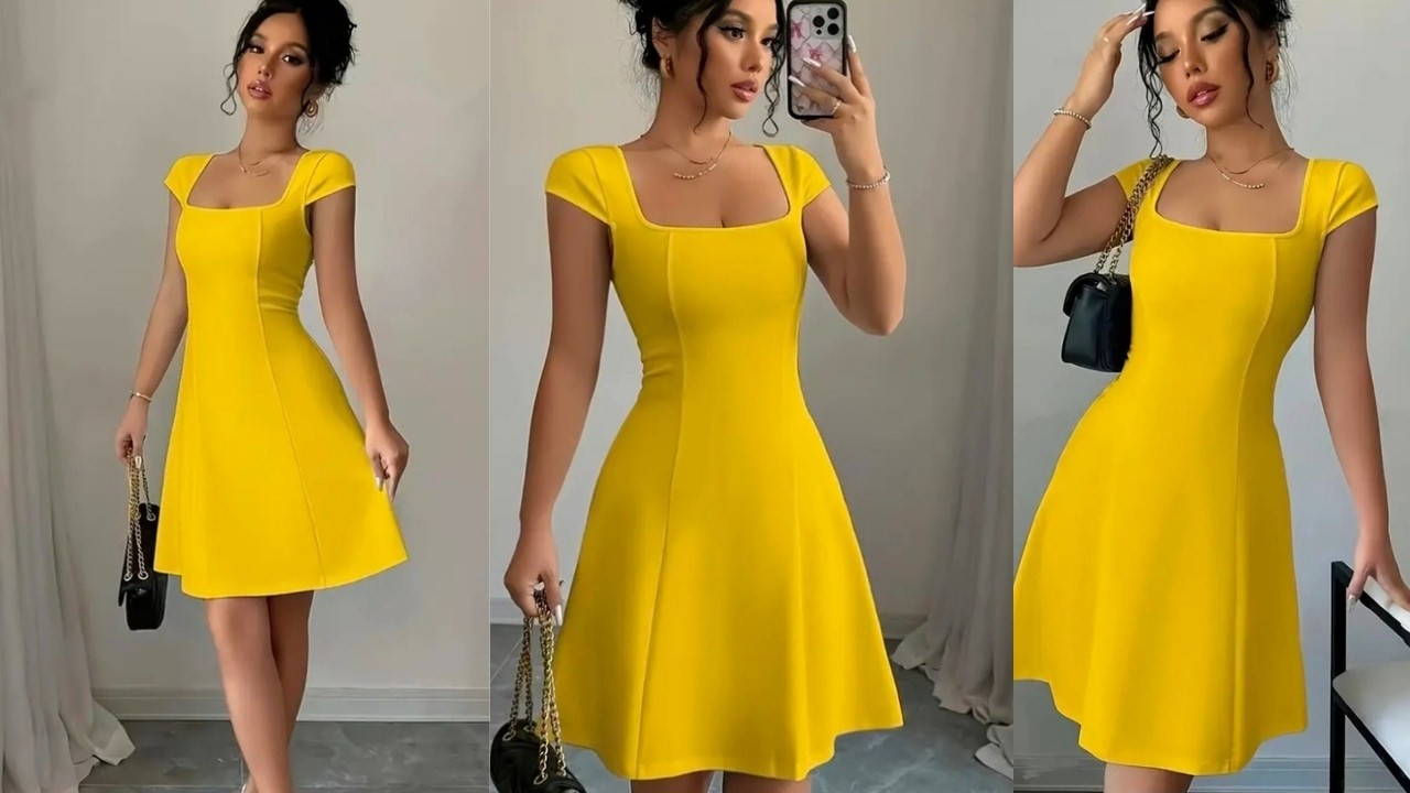 HOW TO CUT AND SEW STYLISH 6 PIECES FLARED DRESS