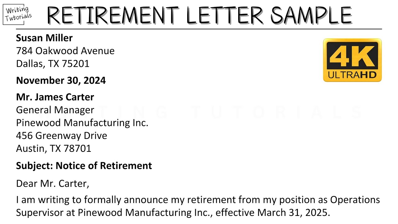 How To Write Retirement Letter with Sample and Explanation | Writing Tutorials