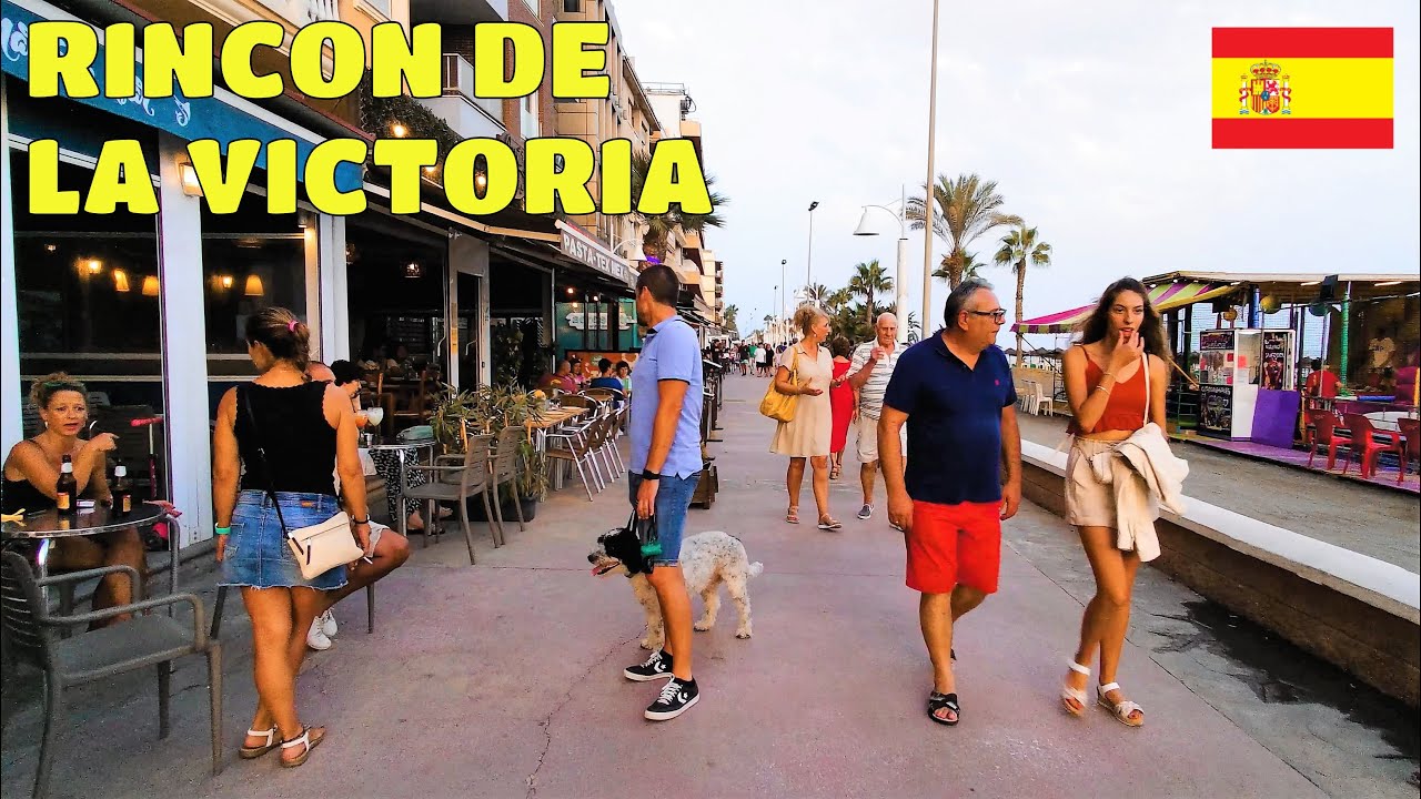 Rincon de la Victoria town Beach Front Walk Promenade -  Nice Place to Retire in Spain, Malaga [4K]