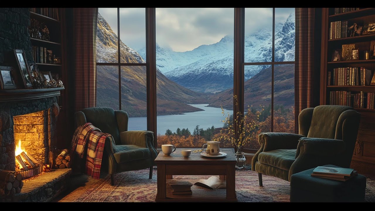 Majestic Scottish Castle Retreat 🏰🔥 Crackling Fireplace & Highland Wind Ambience 🌲✨