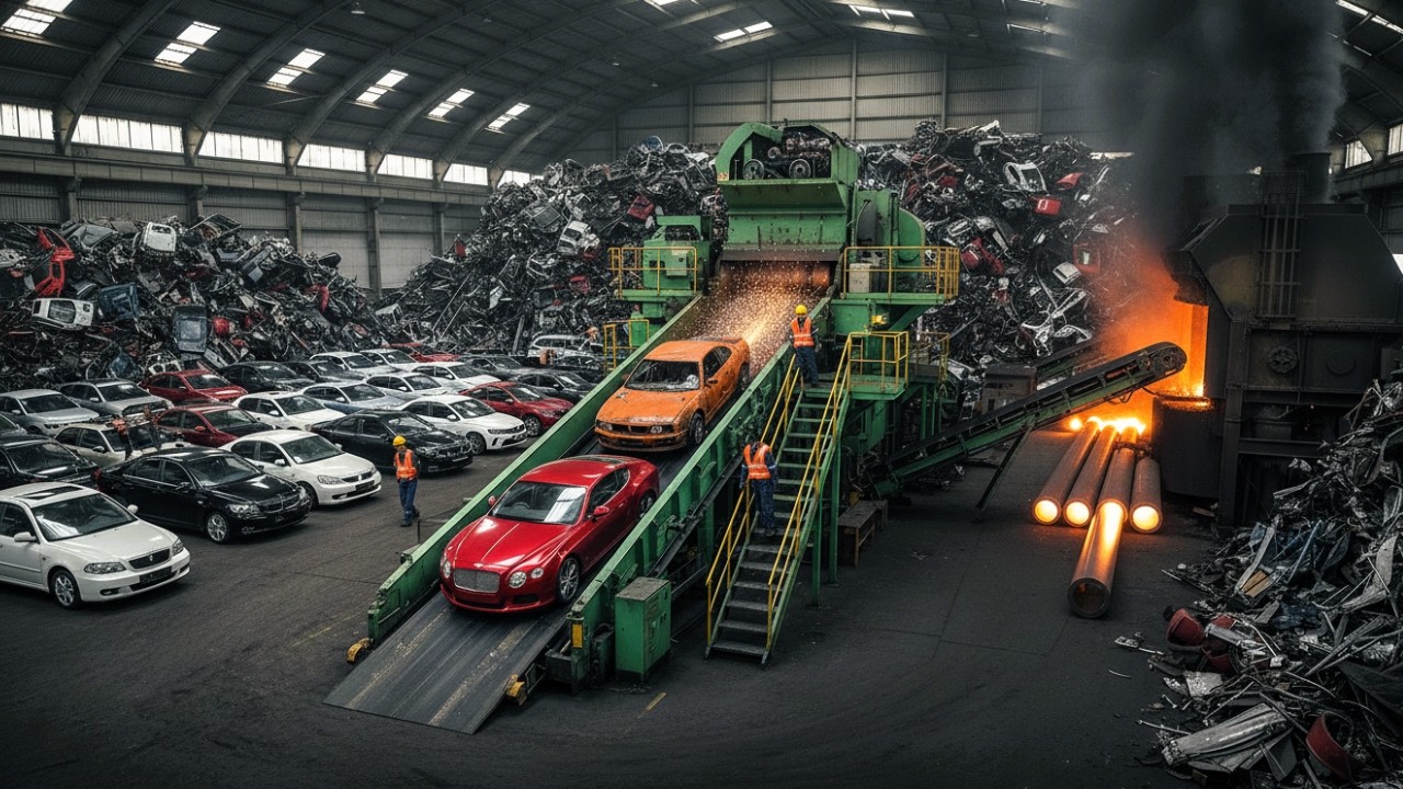 Inside the Recycling Factory: How Millions of Scrap Cars Become Steel Pipes for Skyscrapers