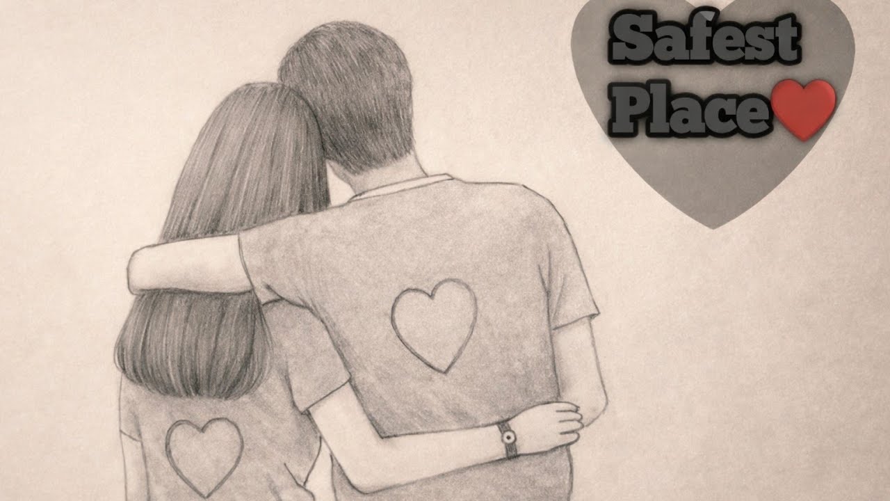 Cute Couple Back Hug Pencil Sketch Drawing | Easy Step by Step Tutorial ✏️❤️