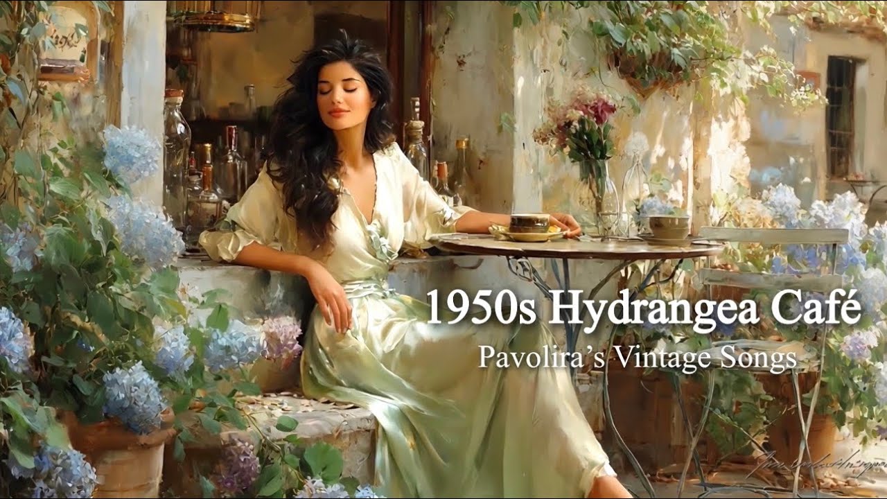 Кафе с гортензиями после дождя в стиле 1950-х | Pavolira&rsquo;s Vintage Songs