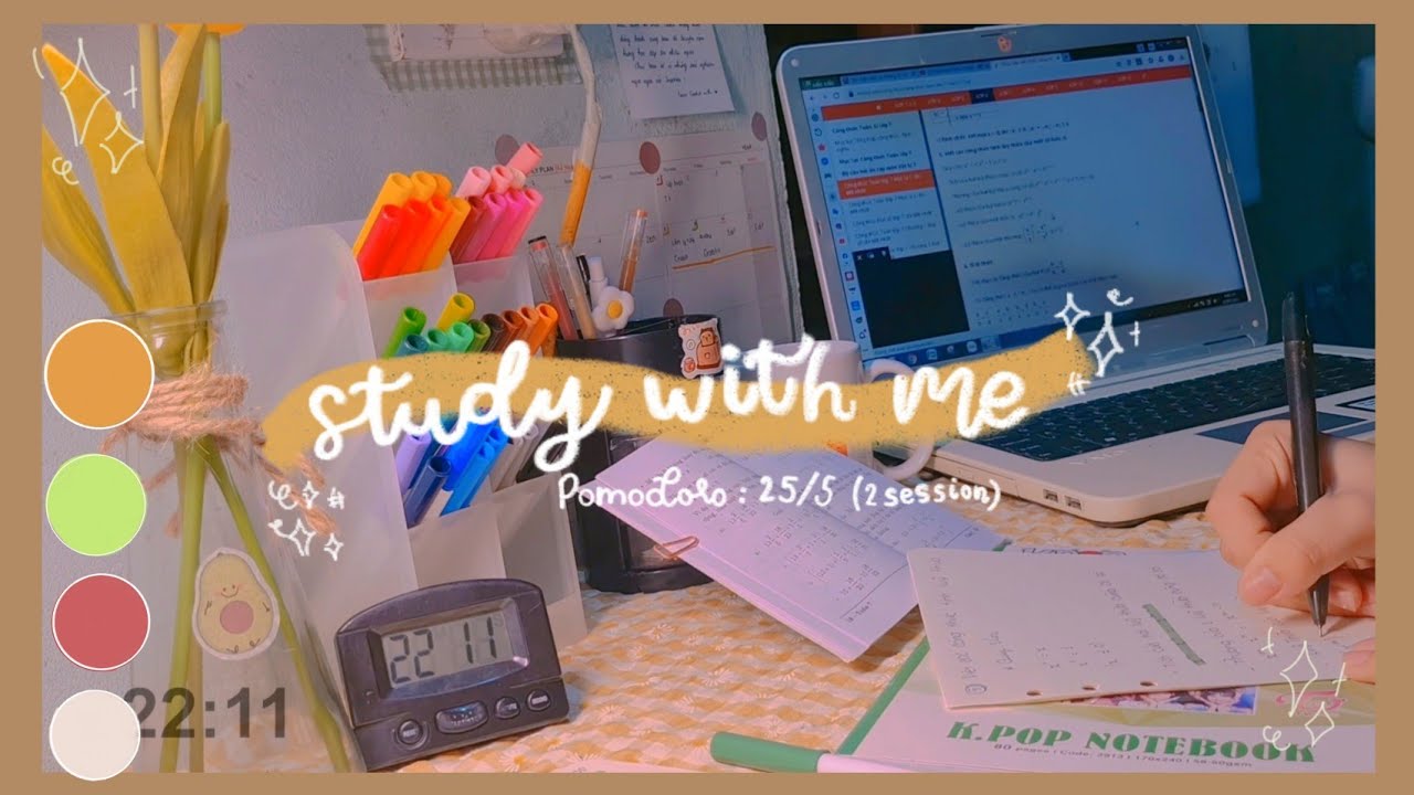 Học bài cùng mình//002 study with me - pomodoro 25/5 × 2 sessions (lofi music) // Katebuii