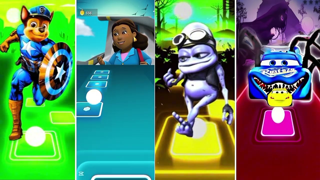 Paw Partrol team 🆚 Paw Partrol team 🆚 CRAZY frog 🆚 Lighting Mcqueen In Tiles hop EDM Rush 
